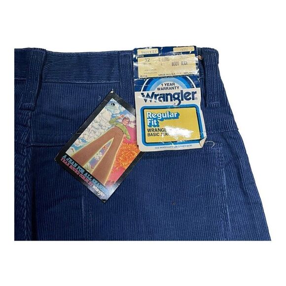NEW Old Stock Wrangler Pants 32 x Long Blue Corduroy Regular Fit Vintage NWT - Picture 1 of 7